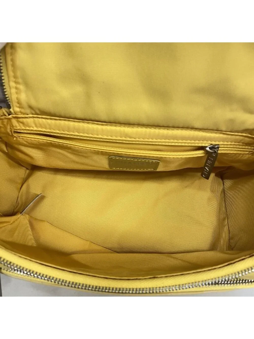 Chanel Shoulder Bag New Travel Nylon Yellow Silver